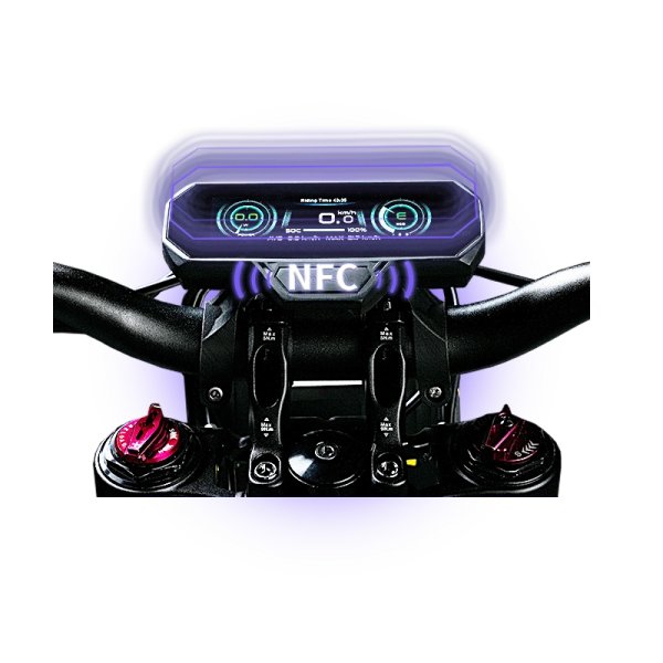 DASHBOARD AND NFC The dashboard has been upgraded to be larger and more sophisticated, displaying more information Additionally. Furthermore, we have introduced NFC unlocking, allowing you to start the vehicle with just a simple touch of your phone.