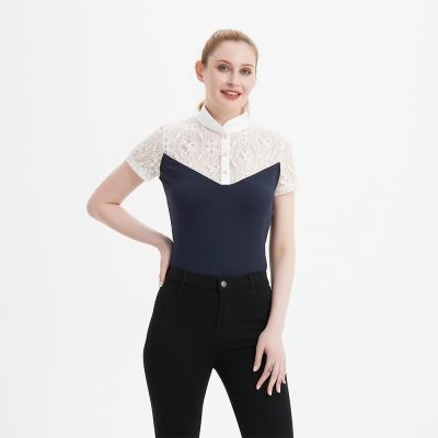 Custom Logo Lace Breathable Short Sleeves Equestrian Shirt Custom Logo Lace Breathable Short Sleeves Equestrian Shirt