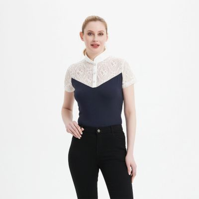 Custom Logo Lace Breathable Short Sleeves Equestrian Shirt Custom Logo Lace Breathable Short Sleeves Equestrian Shirt