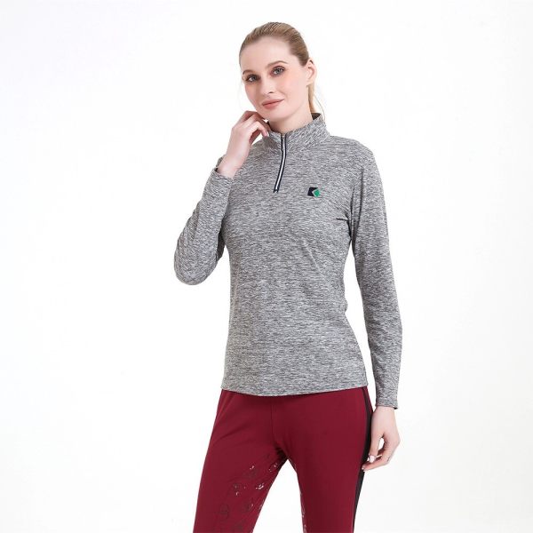 Women Long Sleeve Equestrian Base Layer Half Zipper Sport Shirt Women Long Sleeve Equestrian Base Layer Half Zipper Sport Shirt