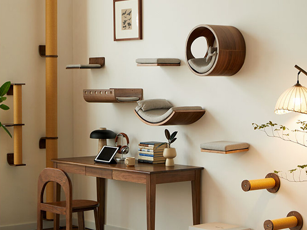 Renters’ Must-Have: No-Drill Solid Wood Wall Cat Tree, Unchanged Load Capacity