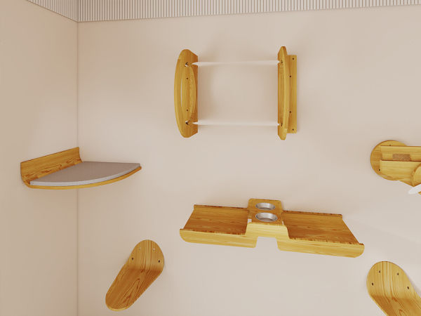 Inspired by Chinese multi-cat homes: Solid wood wall cat trees go viral across Western markets.