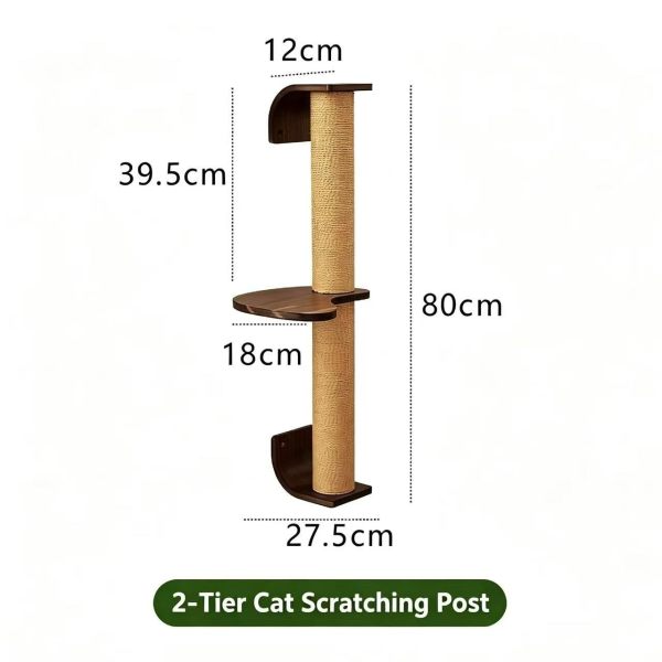Solid Wood Cat Climbing Frame Cat Scratcher Pole with Platforms Cat Wall Furniture for Climbing & Scratching