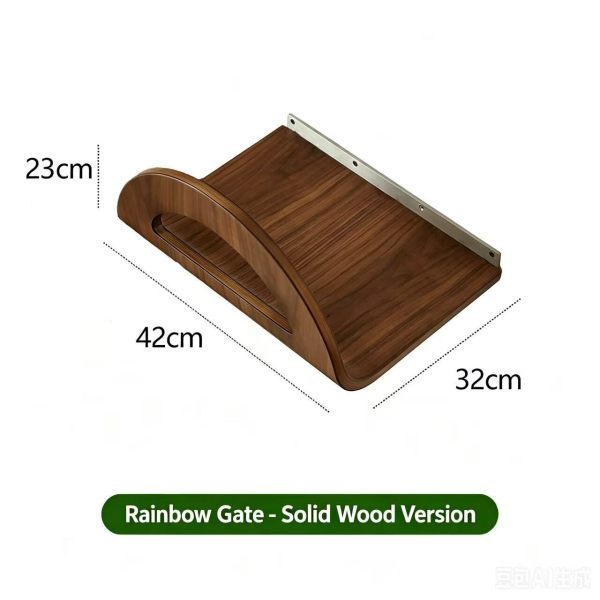Rainbow Door Cat Wall Perch, Solid Walnut Wood Cat Shelf, Sturdy Cat Step for Wall-Mounted Cat Climbing System