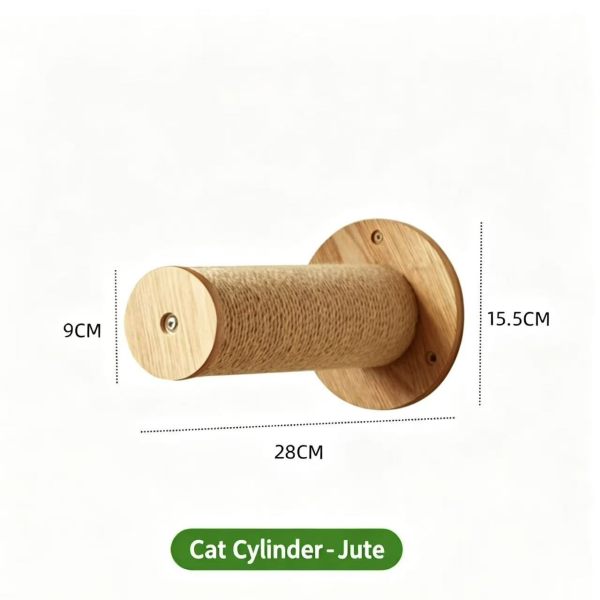 Wall-Mounted Sisal Cat Scratching Post Natural Hemp Cat Scratcher Pole for Indoor Cats Durable Cat Wall Furniture