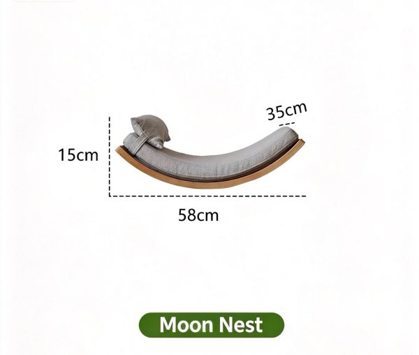 Wall-mounted cat bed moon-shaped solid wood pet home wall cat tree rest and play for cats