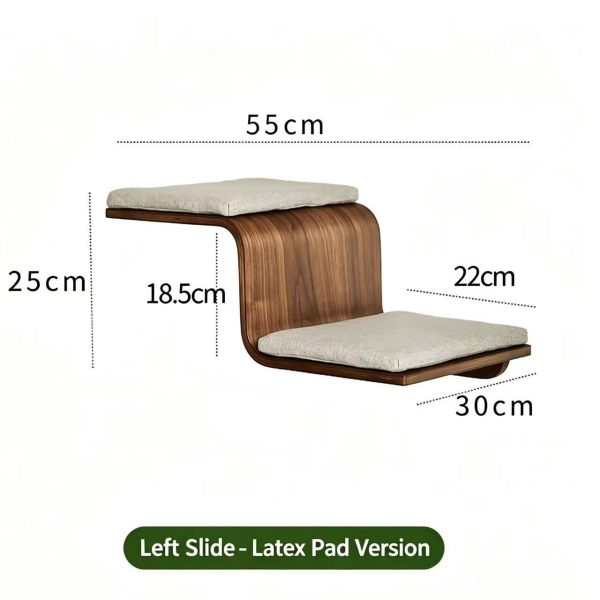 Wooden Wall-Mounted Cat Climbing Frame with Soft Latex Cushion Left-Side Cat Climbing Platform Comfortable Cat Wall Furniture for Indoor Cats