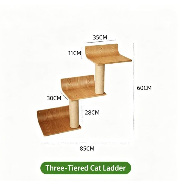 Indoor Solid Wood Wall Cat Climbing Ladder Steps Cat tree