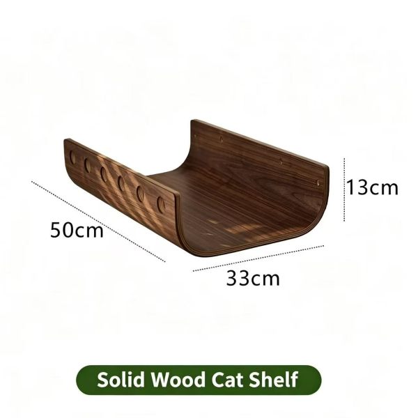 Wooden Cat Climbing Frame Wall-Mounted Boat Cat Bed, Solid Wood Cat Perch Bed, Stylish Cat Wall Furniture for Indoor Cats