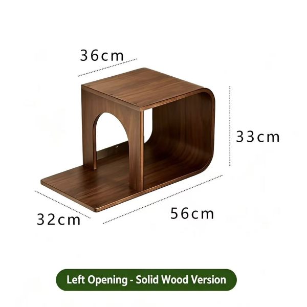 Wood Cat Climbing Frame Wall-Mounted Cat House with Left Opening Solid Wood Cat Cave Bed Cat Wall Furniture for Indoor Cats