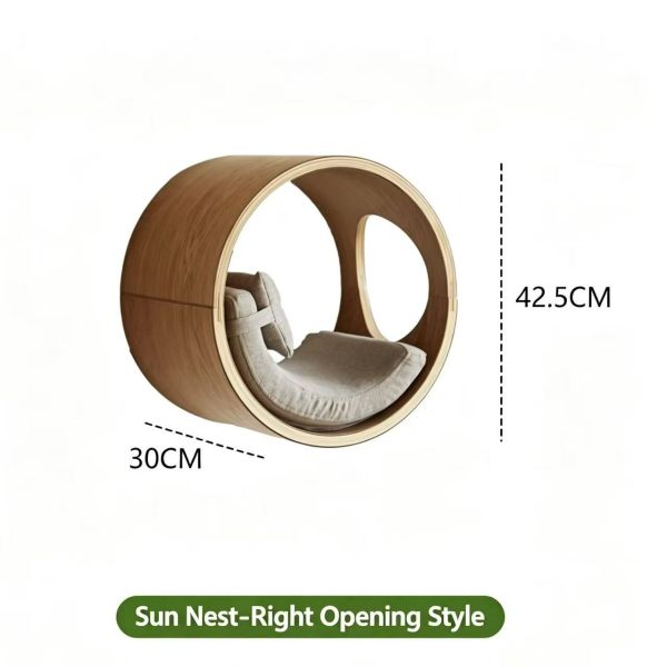 Wooden Cat Wall Cave Bed Right Opening Wall Mounted Cat House with Cushion Cat Tree
