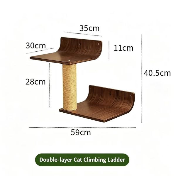Wall Mounted Solid Wood Cat Ladder Indoor Cat Wall Climbing Stairs Perch Shelf for Kittens Large Cats