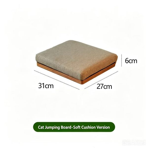 Wooden Cat Wall Step, Upholstered Cat Shelf, Durable Walnut Wood Cat Perch Wall-Mounted Cat Tree