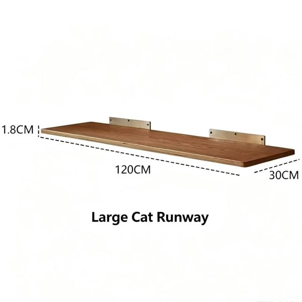 Wall Mounted Cat Bridge Shelf Large 120x30cm Wooden Cat Perch Platform for Indoor Cats