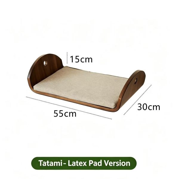 Wall-Mounted Cat Perch Bed with Soft Latex Cushion, Wooden Cat Shelf Bed for Indoor Cats, Cat Wall Furniture