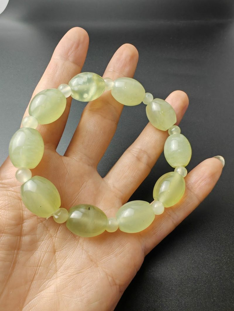 Natural Xiuyan jade bracelet for both men and women, made of ice-transparent material, in good condition, size 14×18, DIY bracelet jewelry, beaded