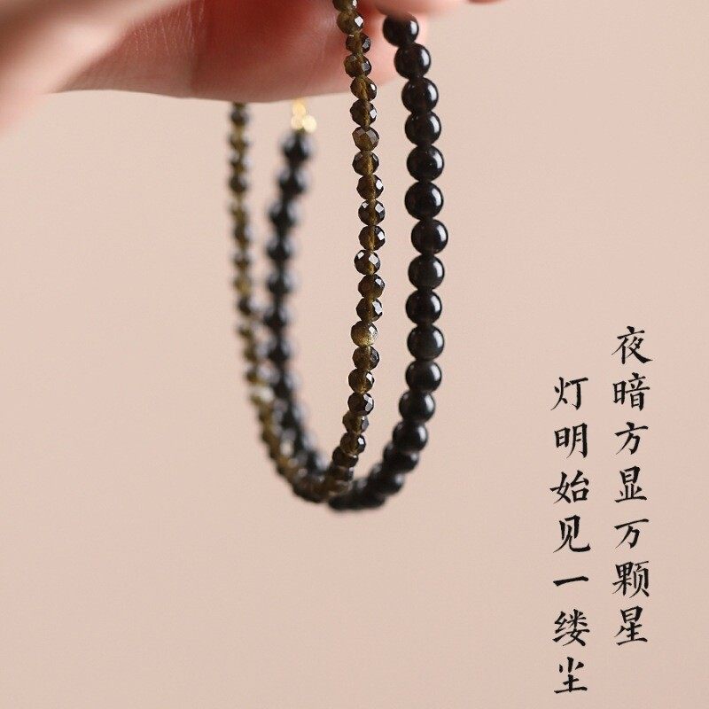 3m Ultra-fine Obsidian bracelet, retro style and personalized design, natural crystal bracelet accessory for both men and women