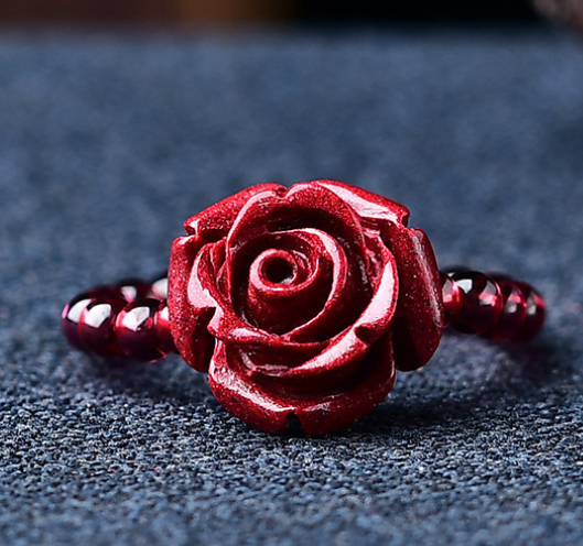 Original cinnabar bead ring, garnet index finger gold, PI Xiu ring tail, niche design ring, ancient style