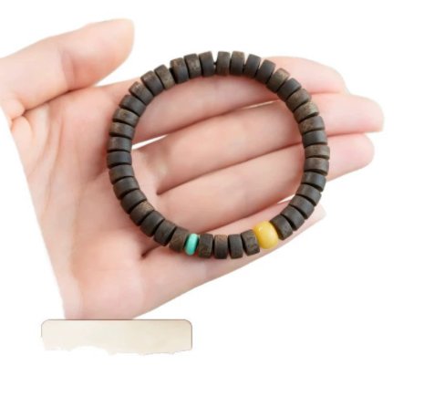 Natural agarwood bracelet, genuine, emotionally stable bracelet, green agarwood, amber, turquoise, cultural play, straight-cut sandalwood bracelet
