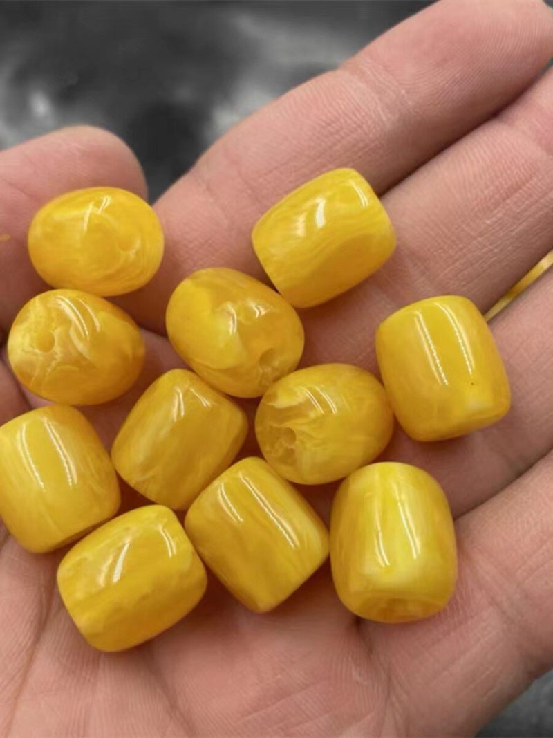Chicken fat yellow beeswax bucket beads, second-generation beeswax old-style beads, waist beads, diy handcrafted top beads, diamond bracelet with bead materials