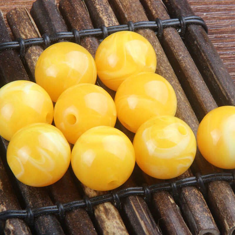 Baltic amber loose beads, round beads, second-generation new honey chicken oil yellow diy accessories, fluorescent floating salt water