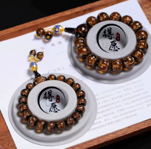 Incense ash glass bracelet, gold foil multi-treasure gold-devouring beast bracelet, perfect wholesale gold foil