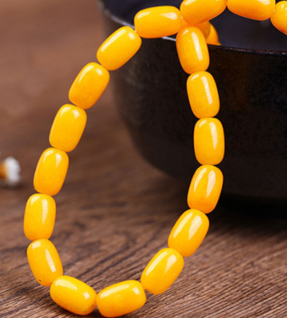 Wholesale DIY jewelry accessories: Grade A yellow amber chalcedony drum beads, partition beads, waist beads, and yellow chalcedony bucket beads
