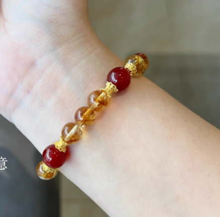 Natural yellow crystal yellow tower crystal bracelet, original design red agate bracelet, women's gift
