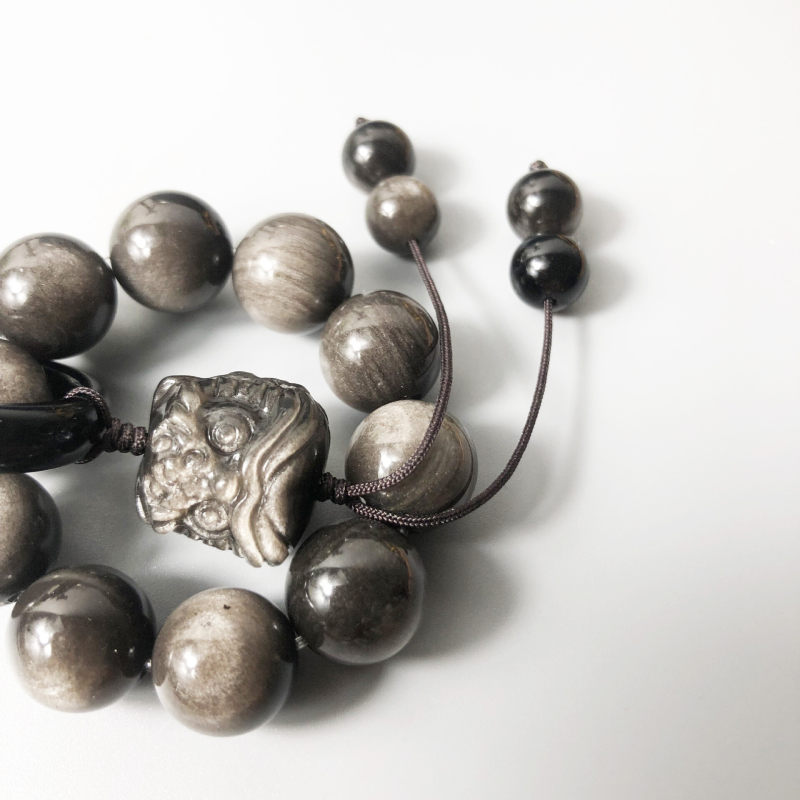 Natural silver obsidian lion dance running ring mobile phone pendant, bag pendant and accessory, versatile and light luxury style court accessory