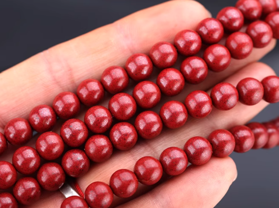 Cinnabar necklace, cinnabar purple gold sand couple beads long string bracelet, 108 prayer beads for blessings