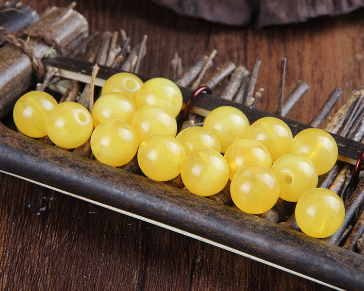 Baltic amber loose beads, round beads, second-generation new honey chicken oil yellow diy accessories, fluorescent floating salt water