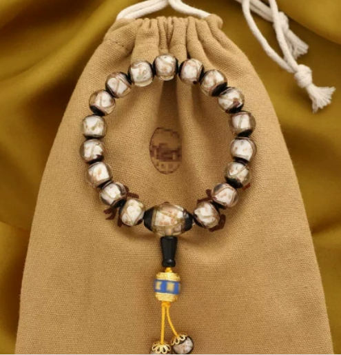 Incense ash glass bracelet, gold foil multi-treasure gold-devouring beast bracelet, perfect wholesale gold foil