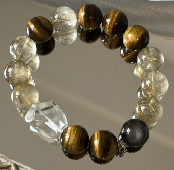 Natural high-quality eagle's eye stone aquamarine blue tiger's eye tea crystal bracelet, a niche design, perfect for couples