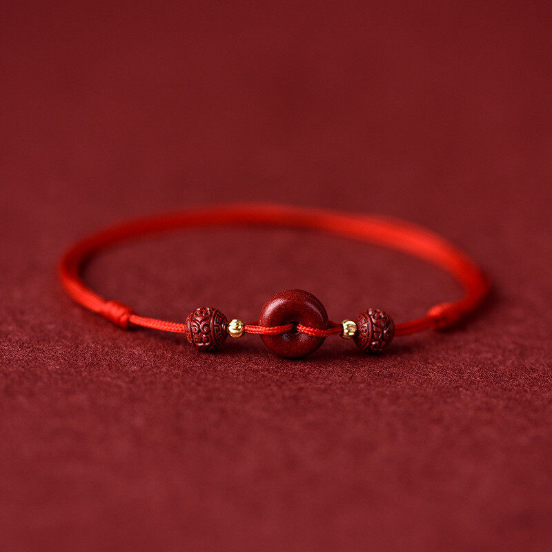 Real cinnabar peace Buckle foot chain Women's red Rope 2021 New style Natural ancient method zodiac year foot rope