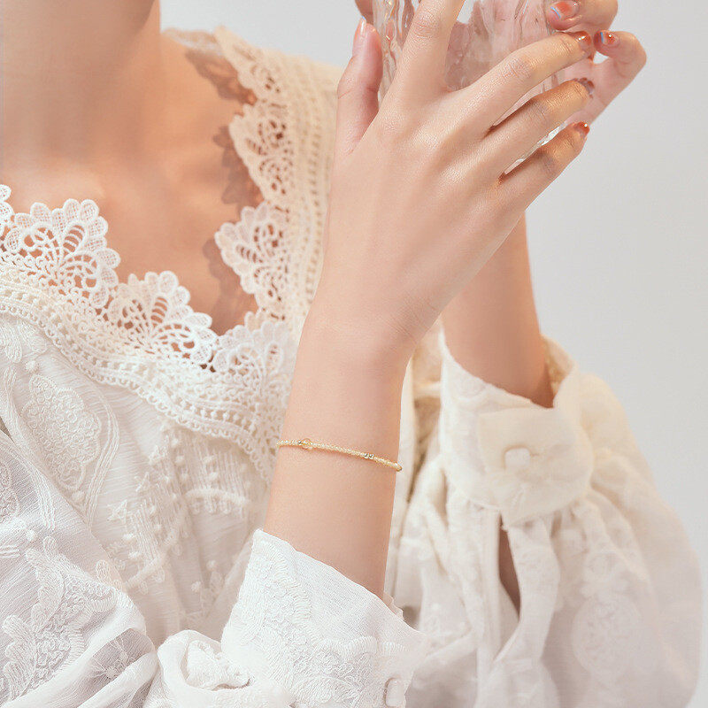 Ultra-fine 2mm yellow crystal bracelet for women, 14k ultra-fine design sense, niche ins jewelry