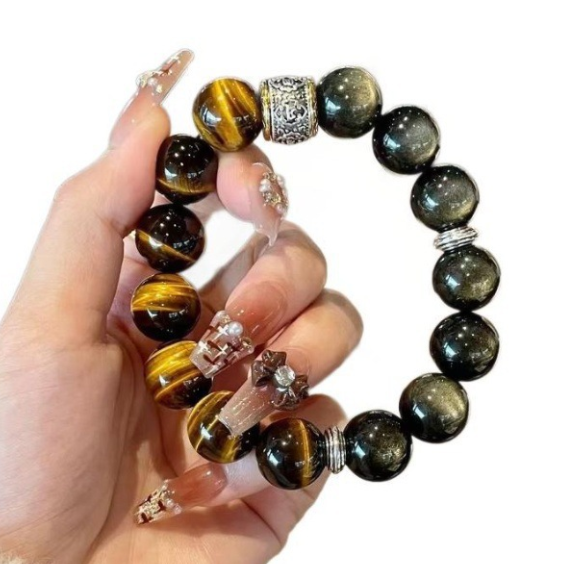 Black Myth Wukong's same style bracelet for men, a six-character mantra for good luck, a collectible Buddhist prayer bead bracelet for women