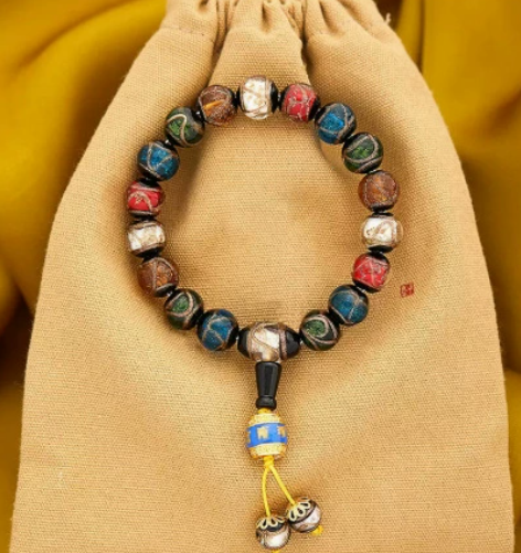 Incense ash glass bracelet, gold foil multi-treasure gold-devouring beast bracelet, perfect wholesale gold foil