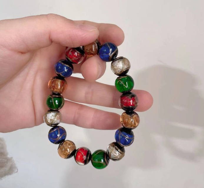 Incense ash glass bracelet, gold foil multi-treasure gold-devouring beast bracelet, perfect wholesale gold foil