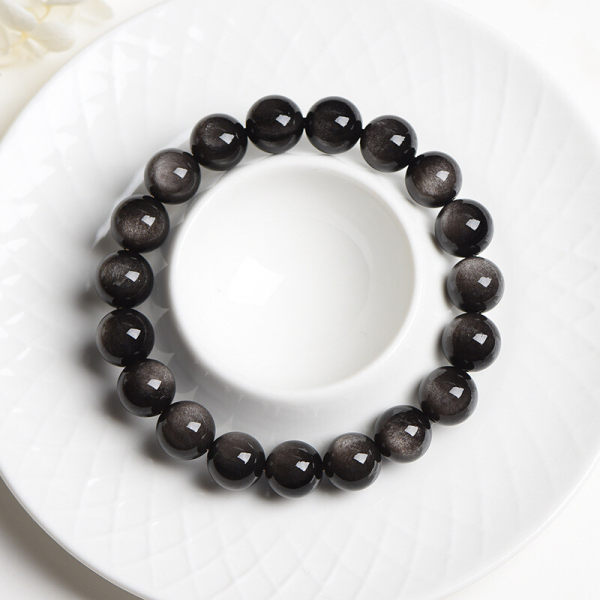 Natural silver obsidian and black obsidian bracelets for women and men as gifts for couples in their zodiac year