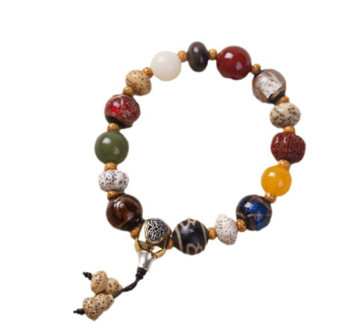 18-seed Multi-treasure Bead bracelet, Lingyin Buddhist Bead bracelet for men and women, red skin Vajra Star Moon agate multi-treasure prayer beads