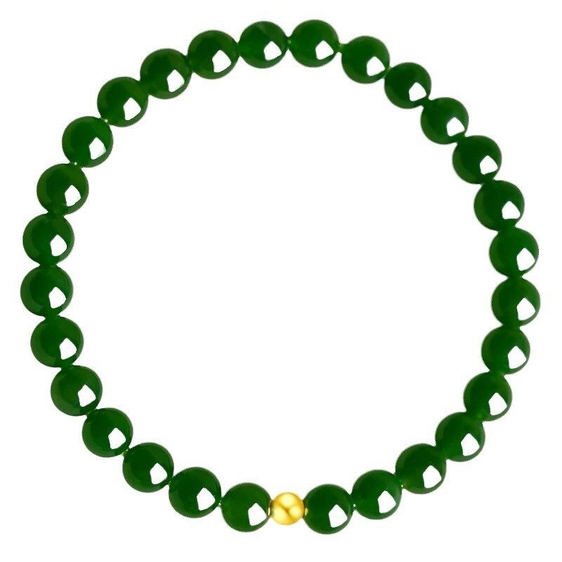 Natural Hetian jade bracelet for women, natural jasper spinach green bracelet, a niche, exquisite and light luxury jasper loose beads