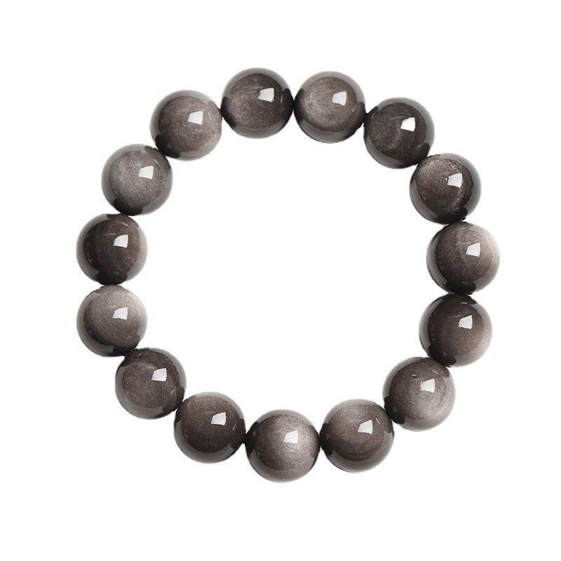 Natural silver obsidian and black obsidian bracelets for women and men as gifts for couples in their zodiac year