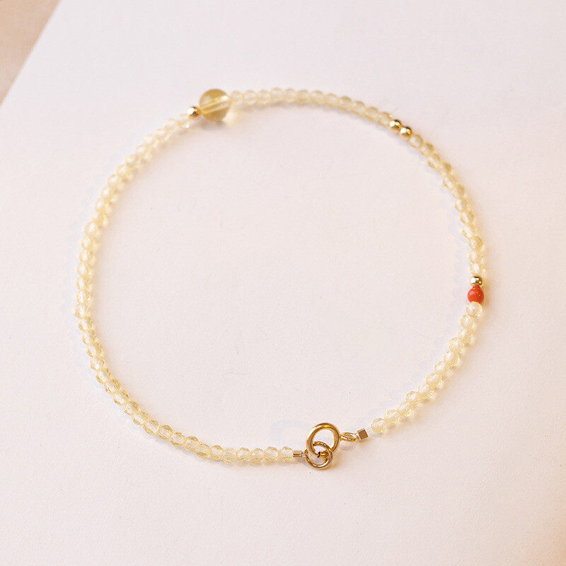 Ultra-fine 2mm yellow crystal bracelet for women, 14k ultra-fine design sense, niche ins jewelry