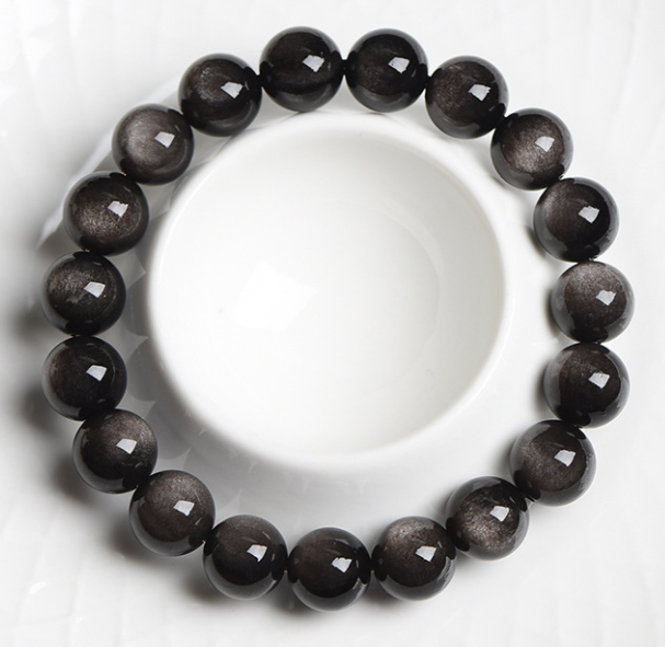 Natural silver obsidian and black obsidian bracelets for women and men as gifts for couples in their zodiac year