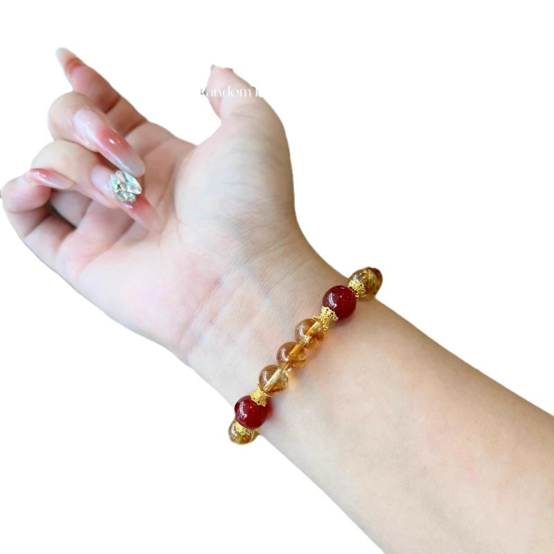 Natural yellow crystal yellow tower crystal bracelet, original design red agate bracelet, women's gift