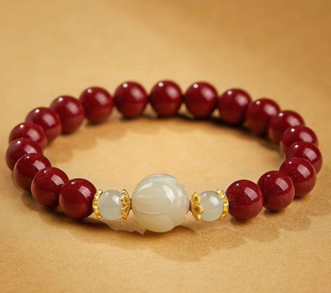 Natural Hetian jade bracelet, pure silver bracelet for girls, light luxury, niche and exquisite Dragon Year cinnabar bracelet for your girlfriend
