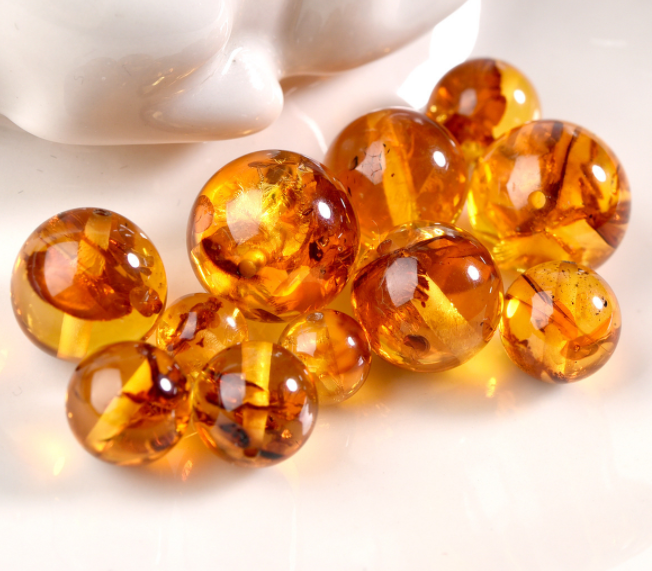 Natural amber, copal, flower amber, loose beads, round beads, single beads, bracelet, necklace accessories, DIY handmade bracelet materials