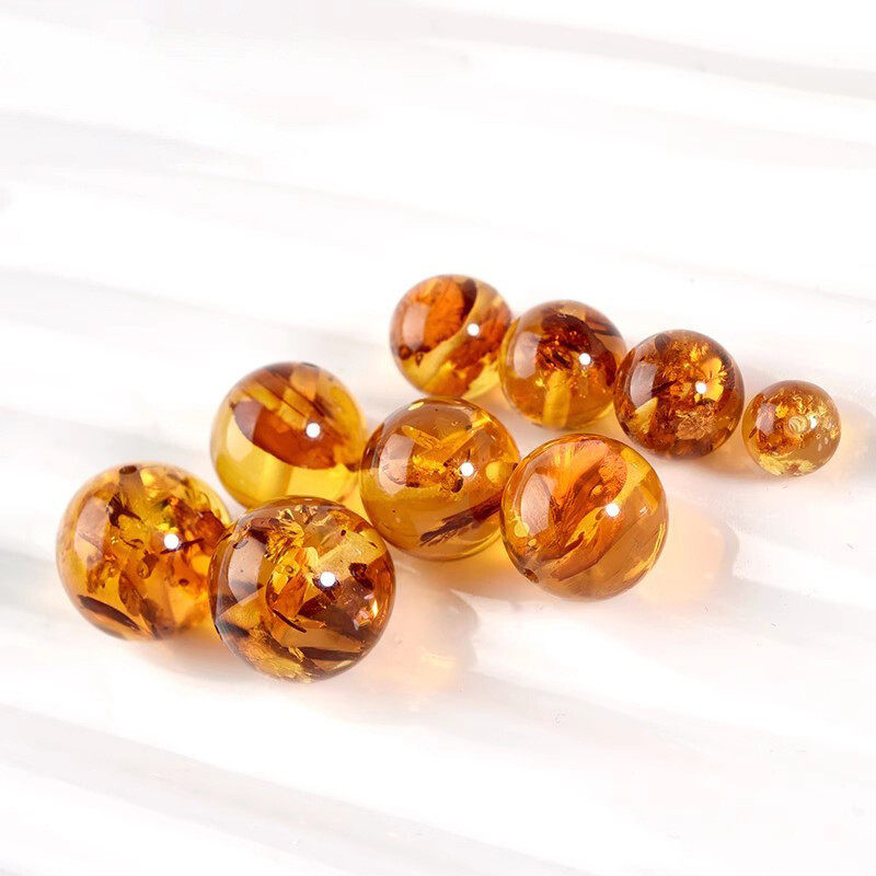 Natural amber, copal, flower amber, loose beads, round beads, single beads, bracelet, necklace accessories, DIY handmade bracelet materials