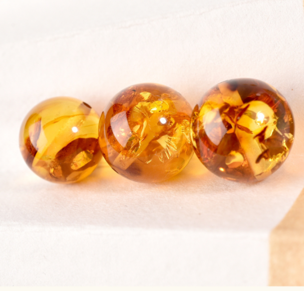 Natural amber, copal, flower amber, loose beads, round beads, single beads, bracelet, necklace accessories, DIY handmade bracelet materials