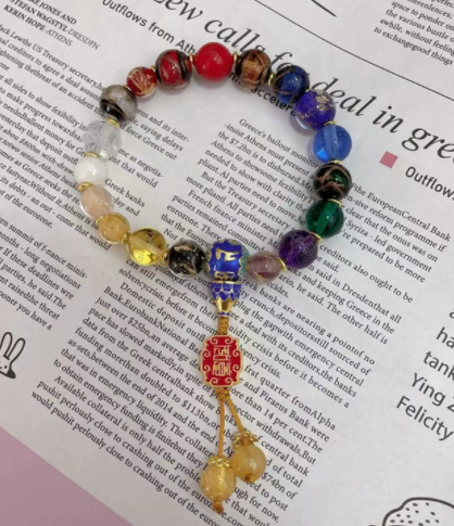 Incense ash glass bracelet, gold foil multi-treasure gold-devouring beast bracelet, perfect wholesale gold foil
